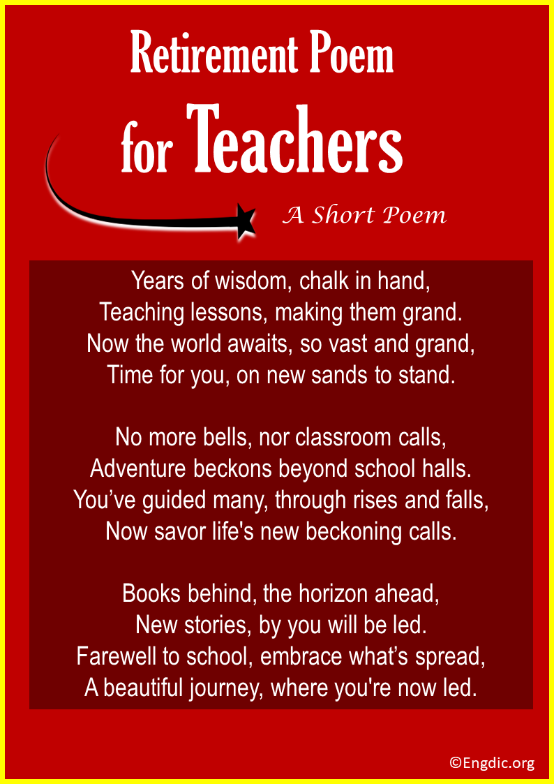 Short Retirement Poems For Teachers