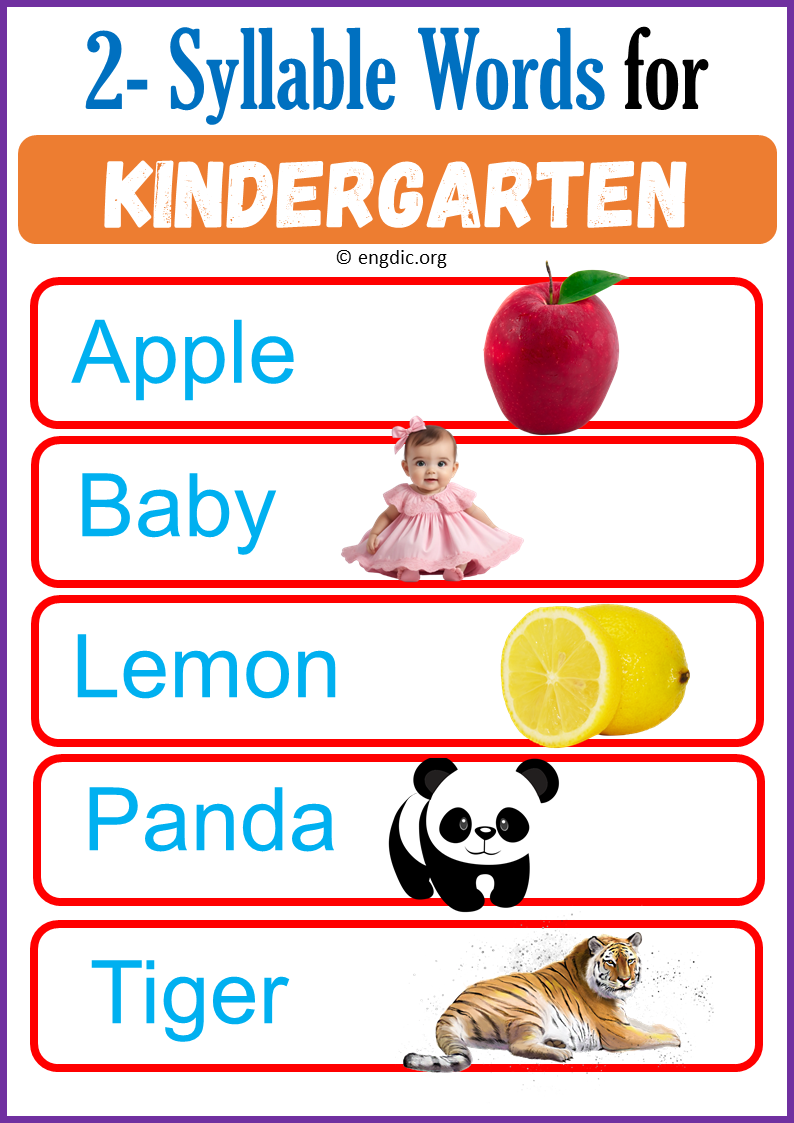 2 Syllable Words for kindergarten