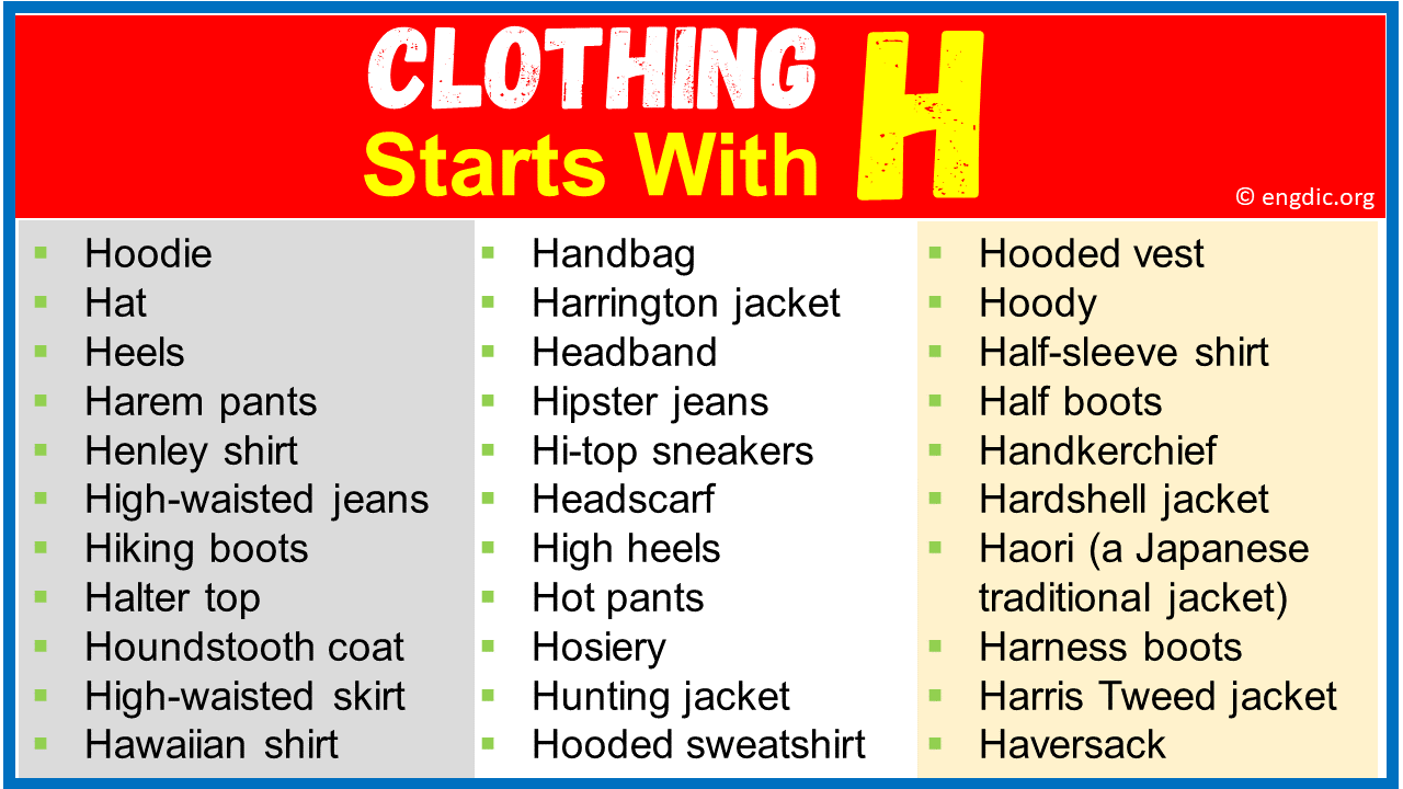 Clothing That Starts With H