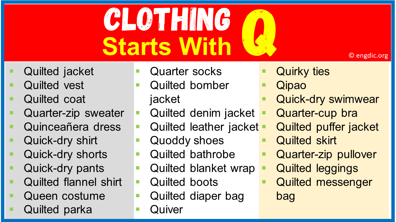 Clothing That Starts With Q