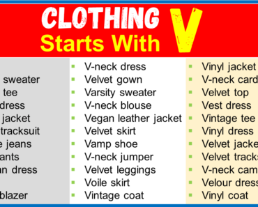 Clothing That Starts with V (Men, Women & Brands)