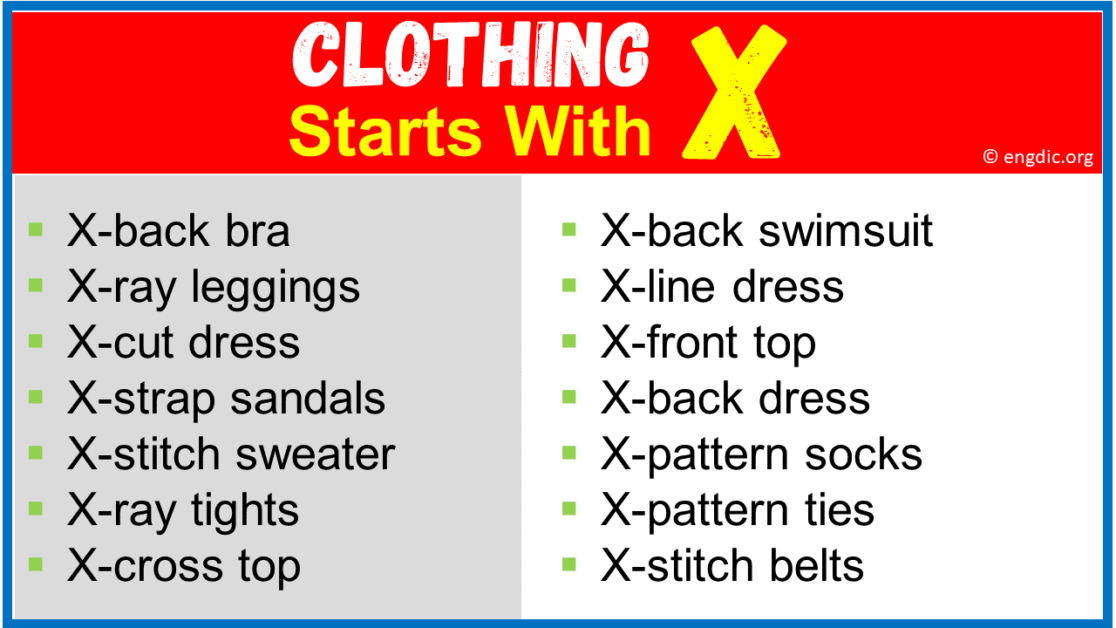 Clothing That Starts With X (Men, Women & Brands) - EngDic