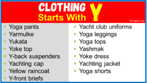 Clothing That Starts With Y (Men, Women & Brands) - EngDic