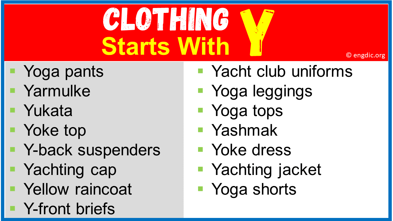 Clothing That Starts With Y