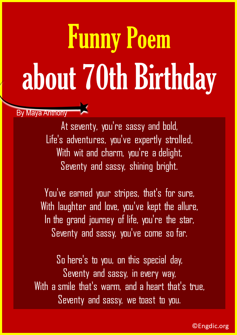 Funny Poems for 70th Birthday