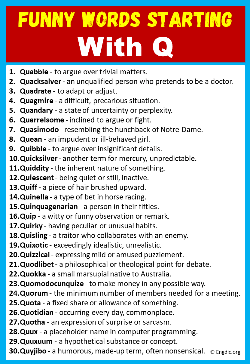 Funny Words That Start With Q