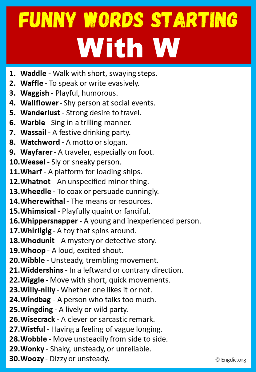 Funny Words That Start With W