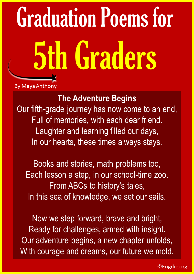Graduation Poems for 5th Graders
