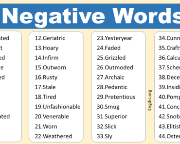 Negative Words: A List of 300 Negative Vocabulary Words
