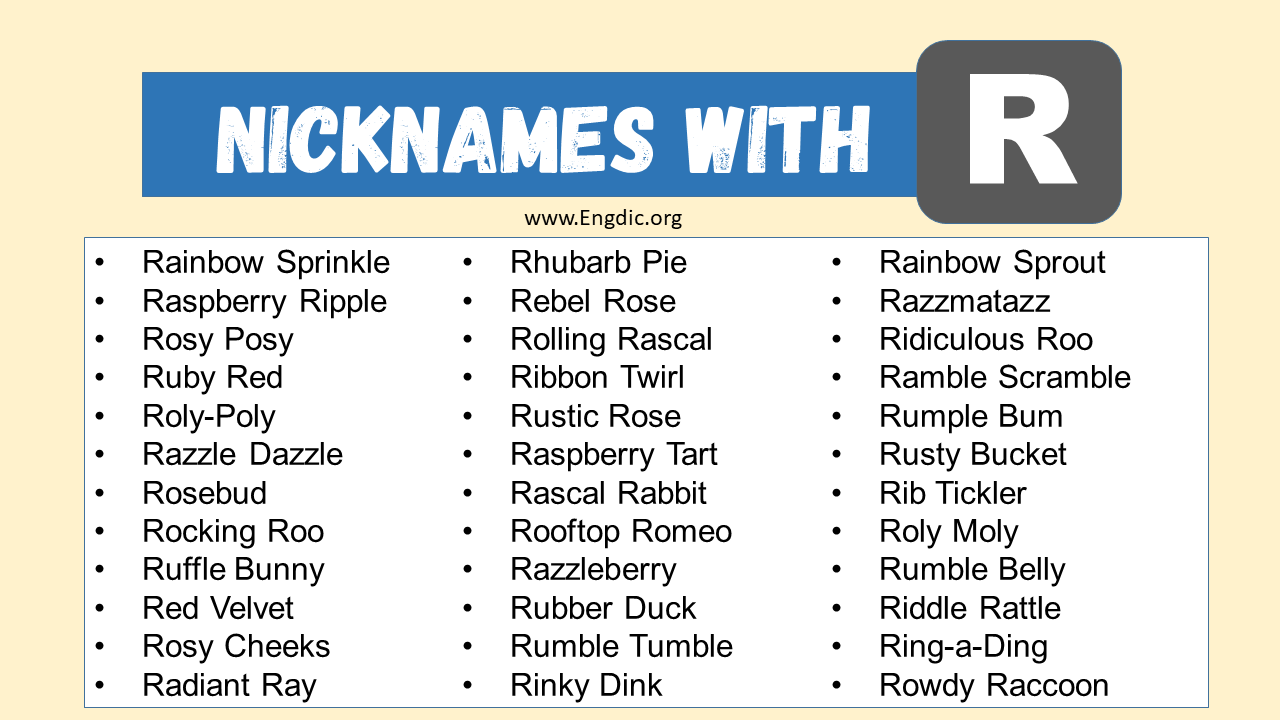 100 Best Nicknames That Start with R (Sweet & Funny) - EngDic