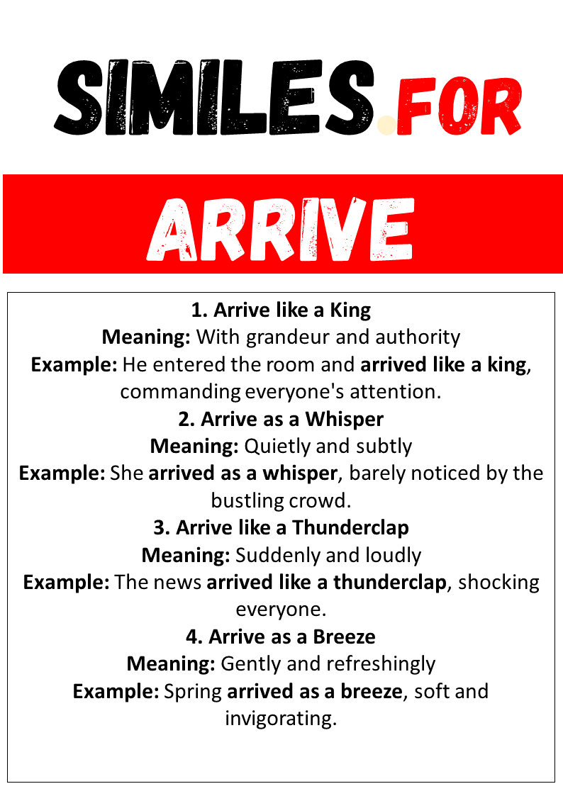 Similes for Arrive