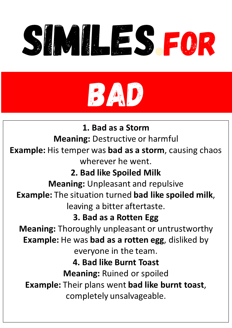 Similes for Bad