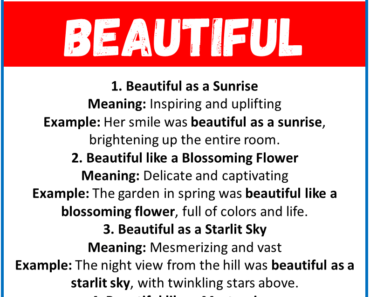 20 Best Similes for Beautiful (With Meanings & Examples)