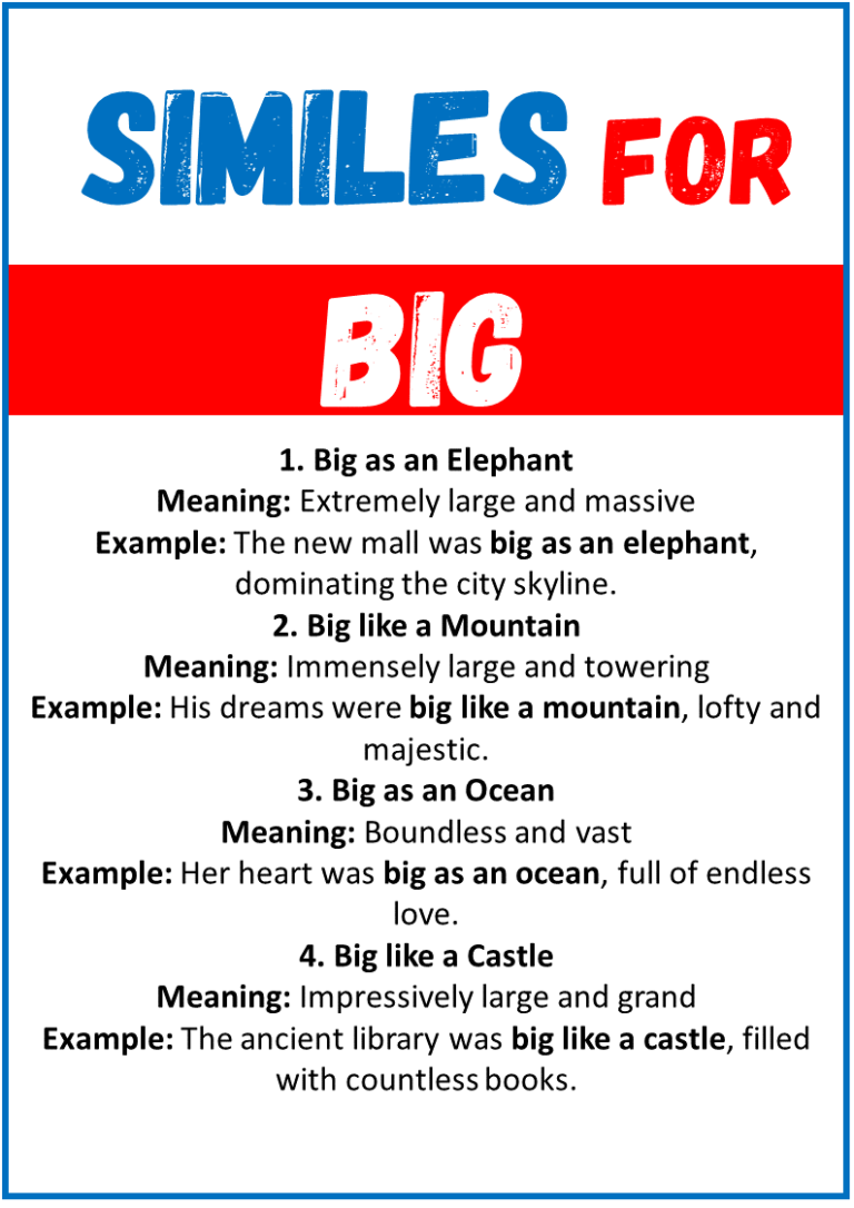 20 Best Similes For Big With Meanings And Examples Engdic