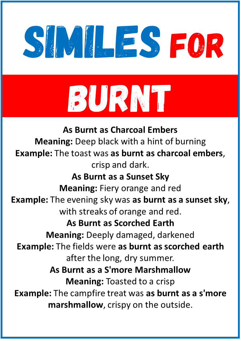 Similes for Burnt