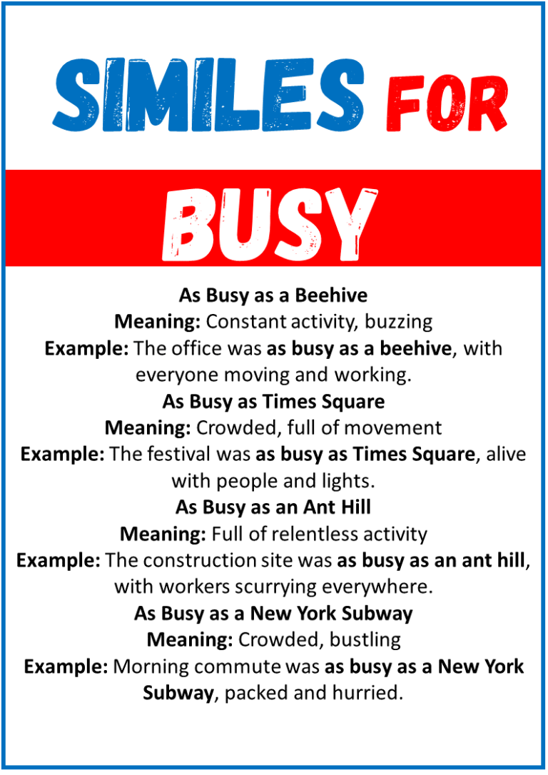 20 Best Similes for Busy (With Meanings & Examples) EngDic