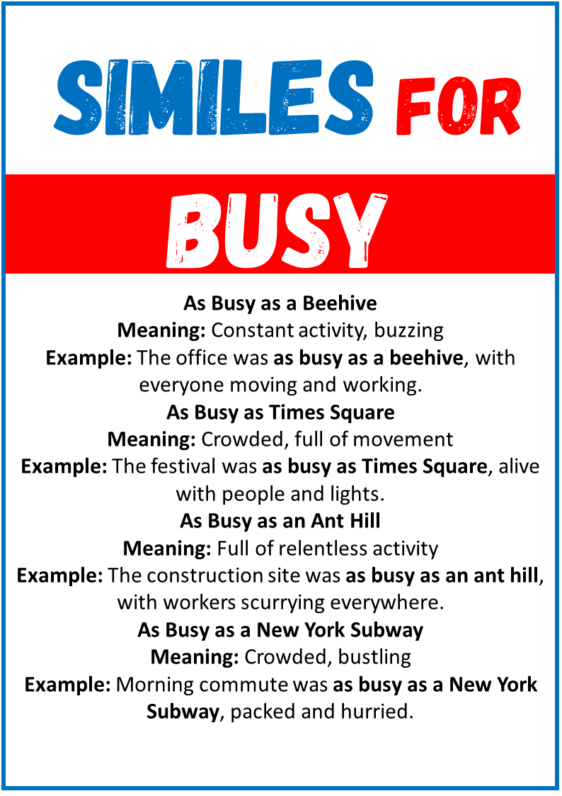 Similes for Busy