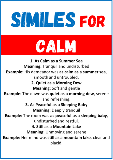 20 Best Similes for Calm - EngDic
