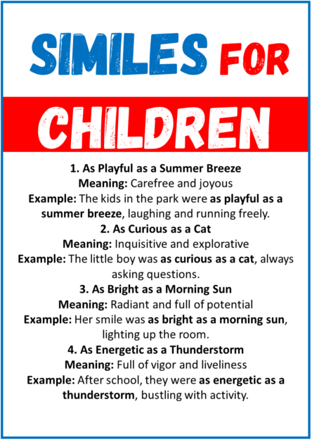 20 Best Similes for Children (With Meanings & Examples) - EngDic