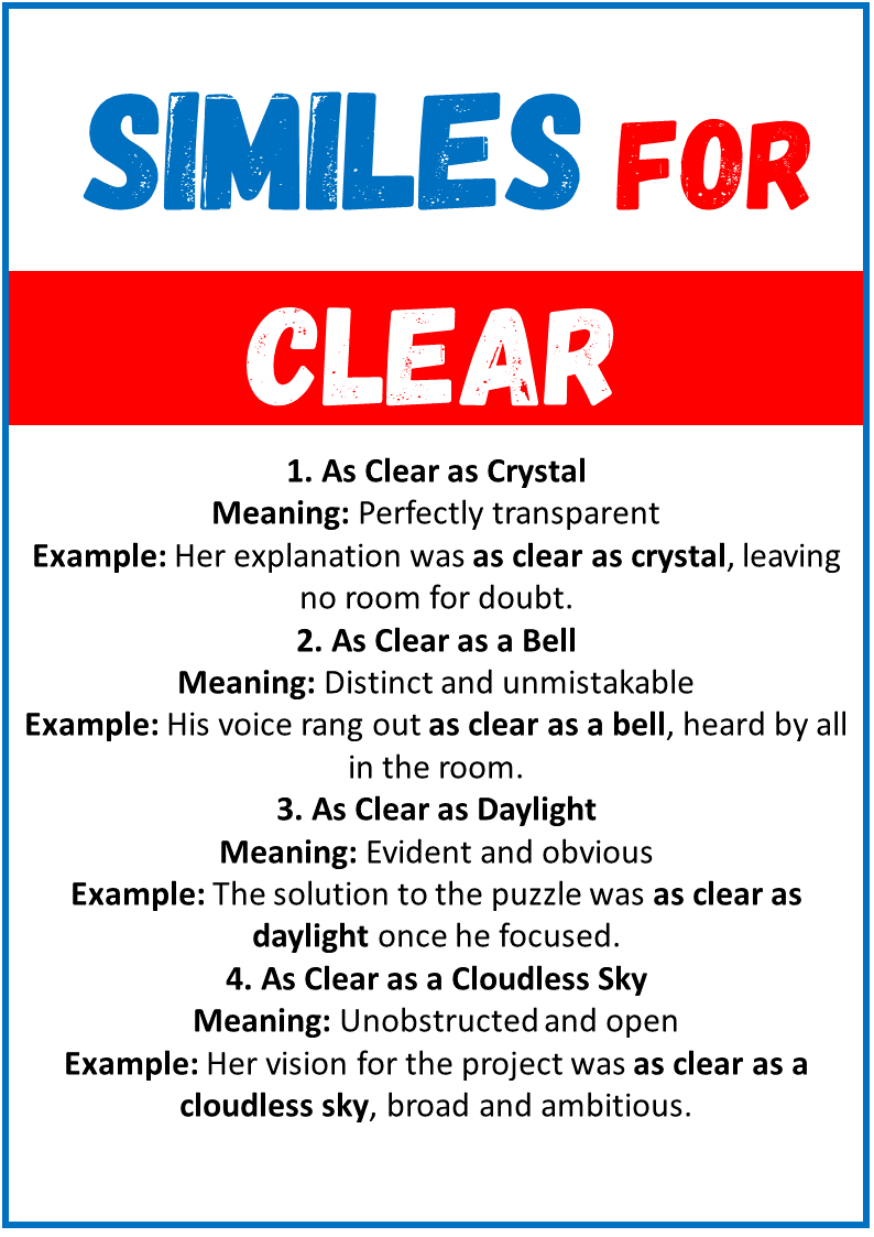 Similes for Clear
