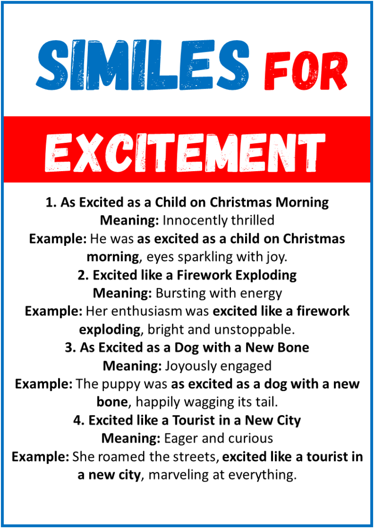 20 Best Similes for Excitement (With Meanings & Examples) EngDic
