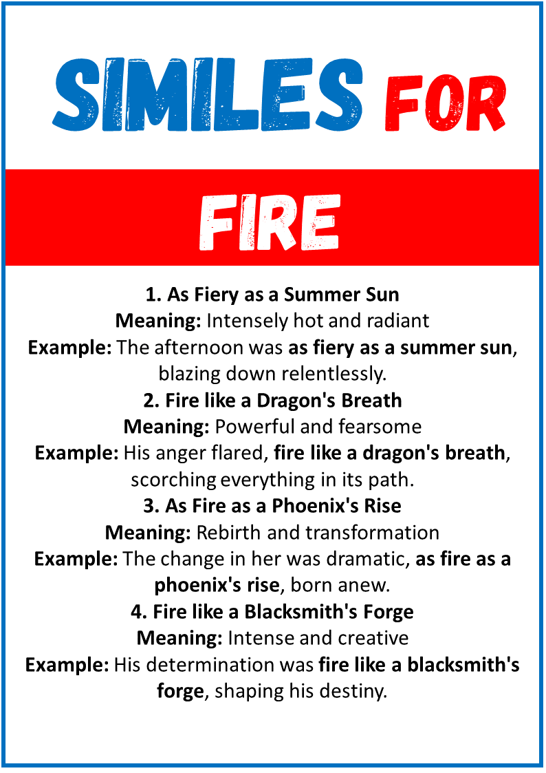 Similes for Fire