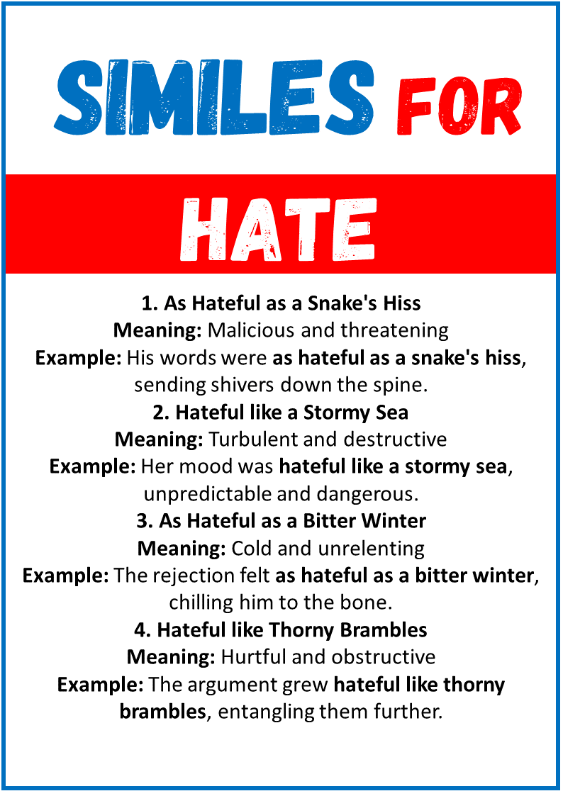 Similes for Hate