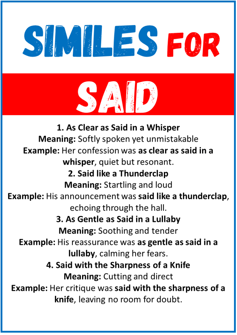 20 Best Similes For Said With Meanings And Examples Engdic