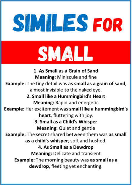 20 Best Similes for Small (With Meanings & Examples) - EngDic