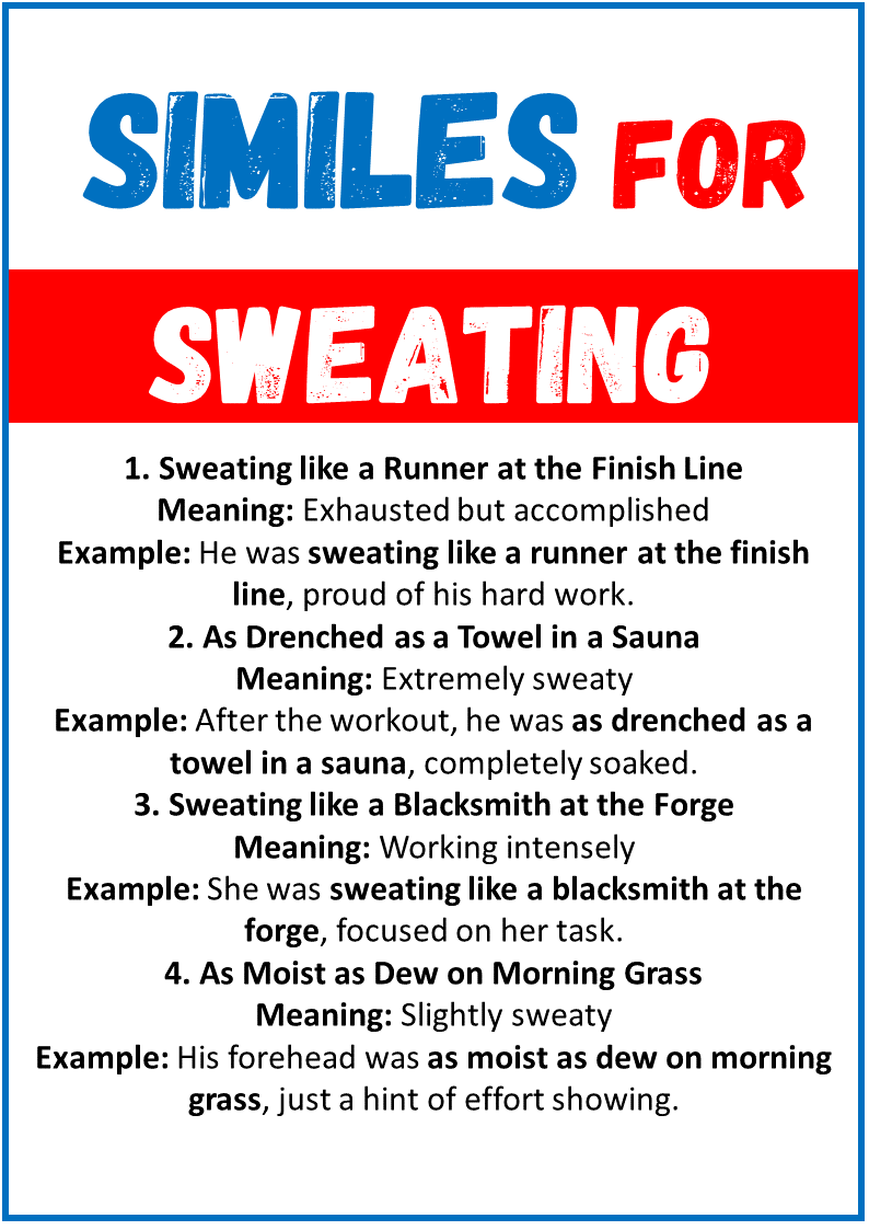 Similes for Sweating