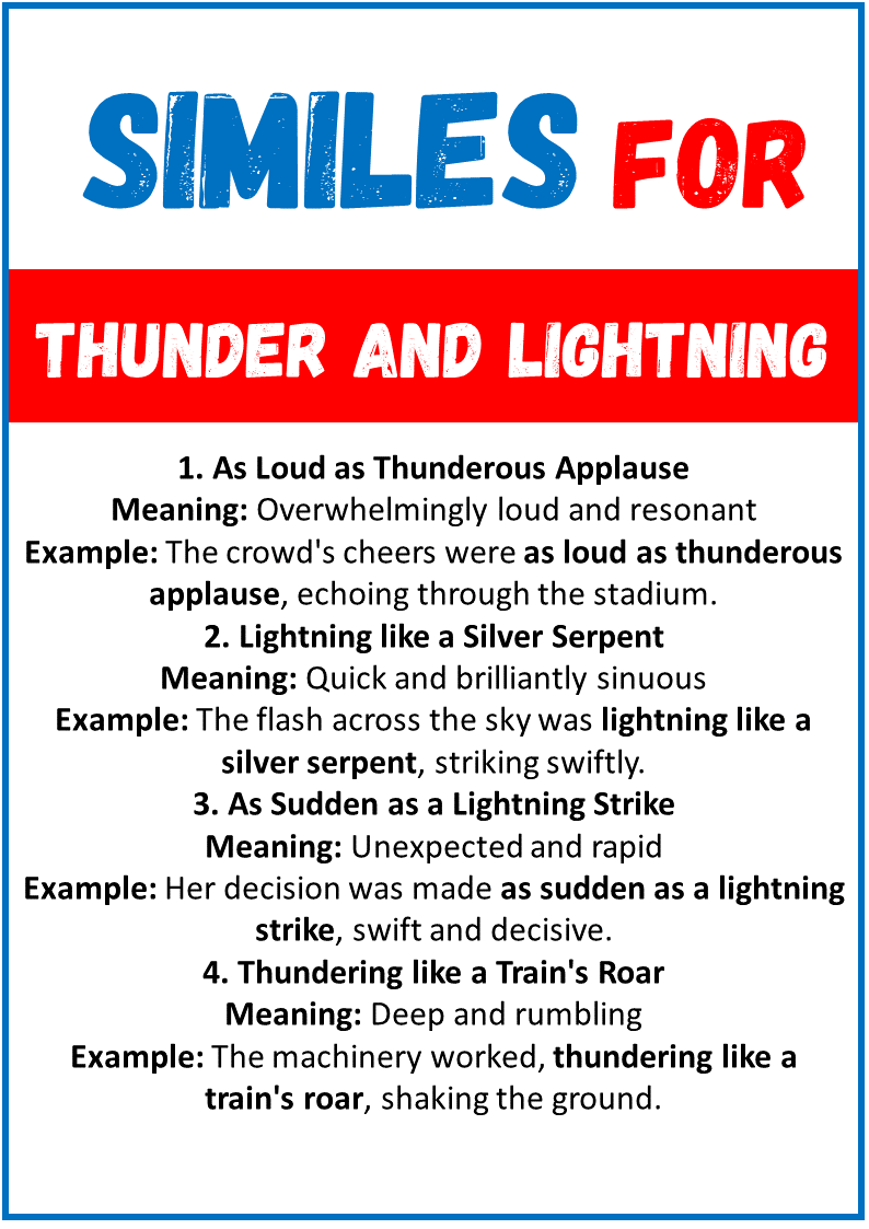 Similes for Thunder and Lightning