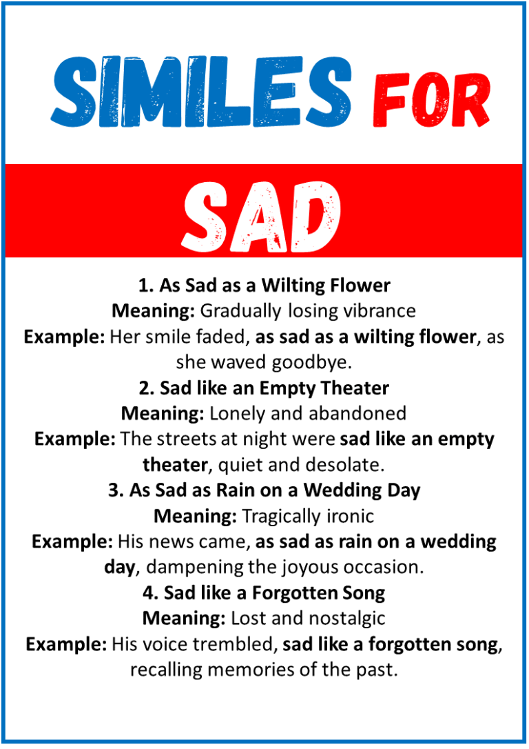 20 Best Similes for Sad (With Meanings & Examples) - EngDic