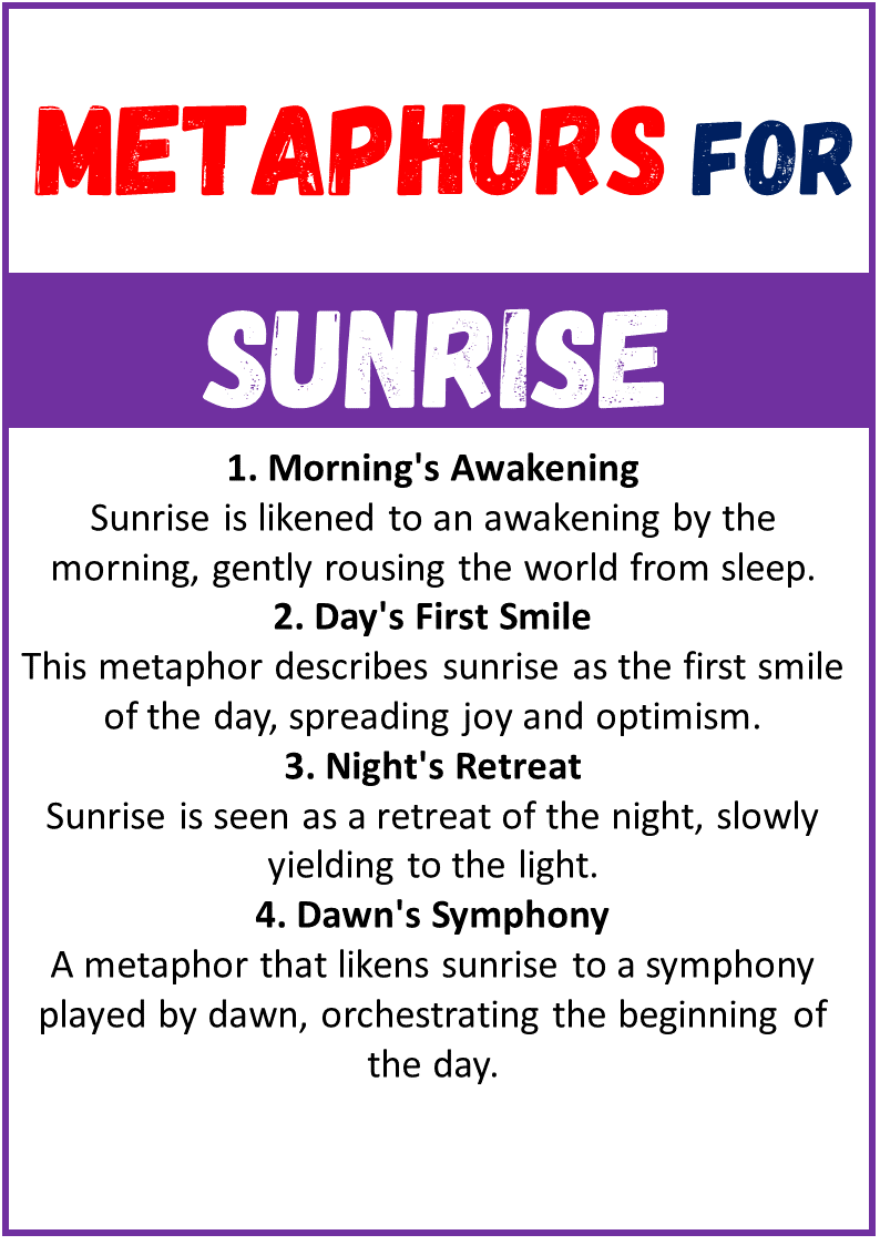 metaphors for Sunrise