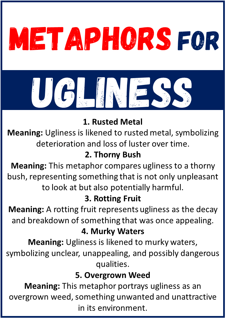 metaphors for Ugliness