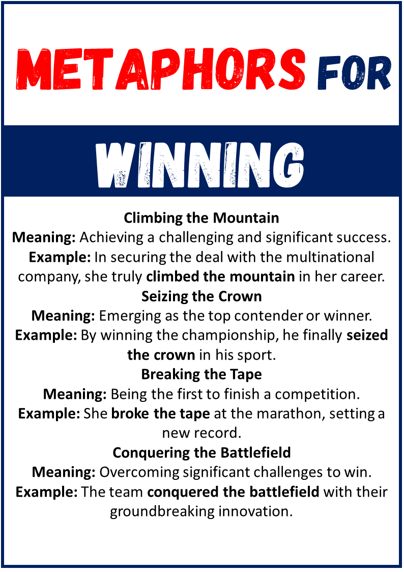 metaphors for Winning