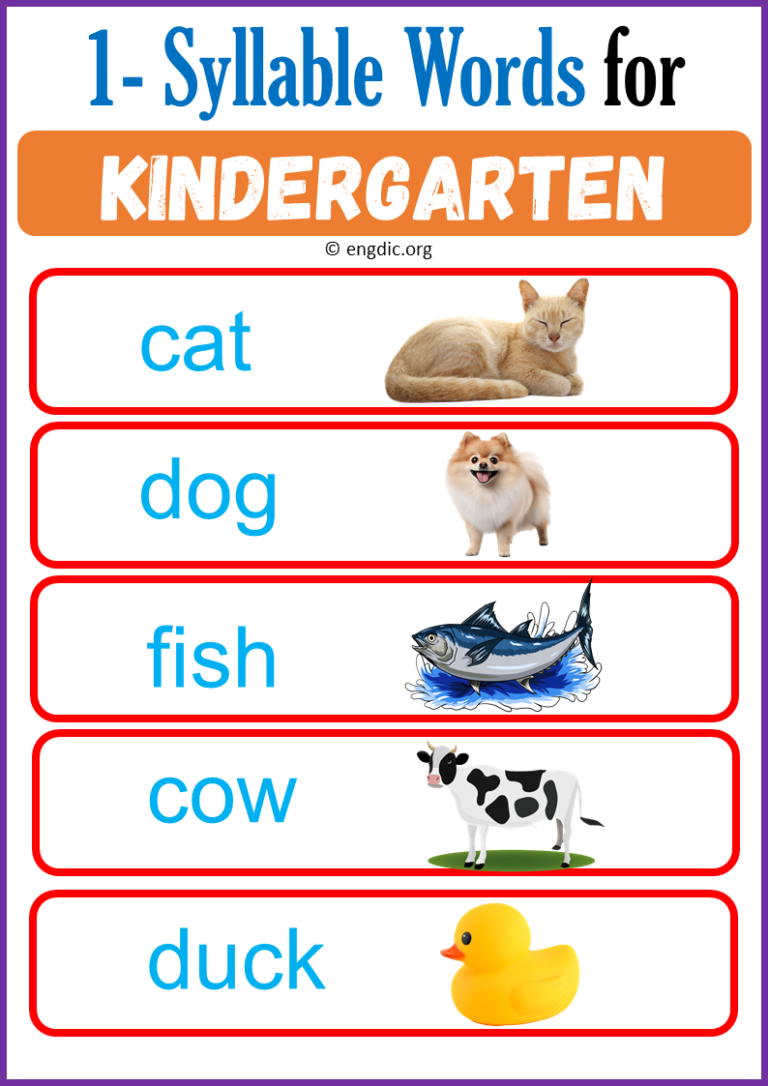 One Syllable Words A List For Kids Parents Teachers EngDic One Syllable Words A List For Kids Parents Teachers EngDic