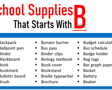 100 School Supplies That Start With B
