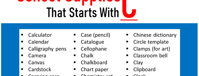 100 School Supplies That Start With C