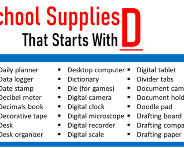 100 School Supplies That Start With D