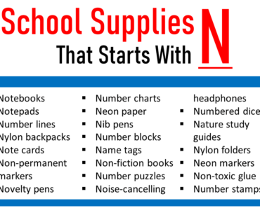 100 School Supplies That Start With N