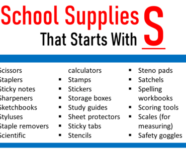 100 School Supplies That Start With S