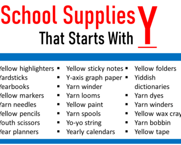 100 School Supplies That Start With ‘Y’