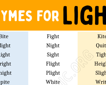 Words that Rhyme with Light (Light Rhyme Words)