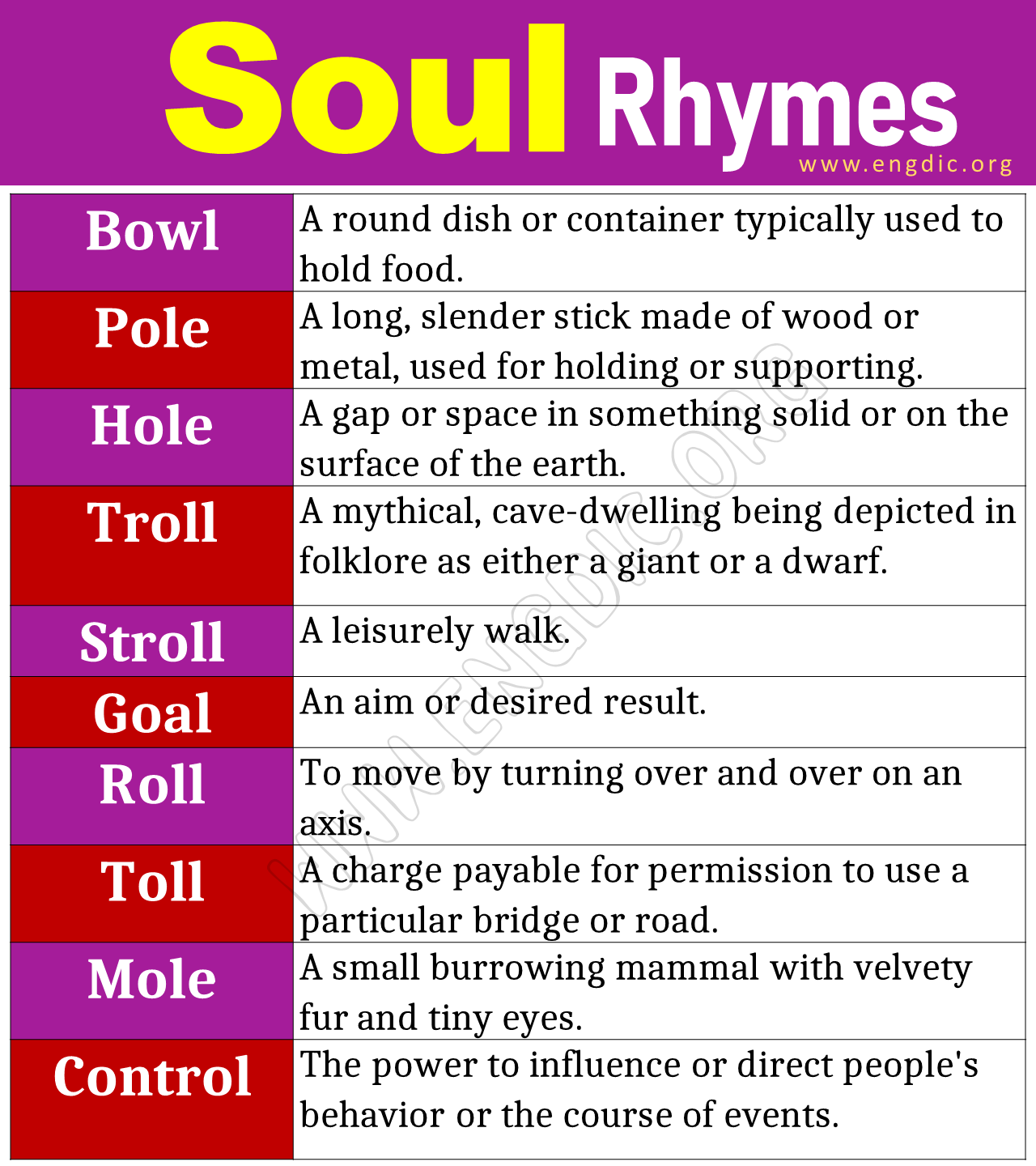 Soul Rhyme Words