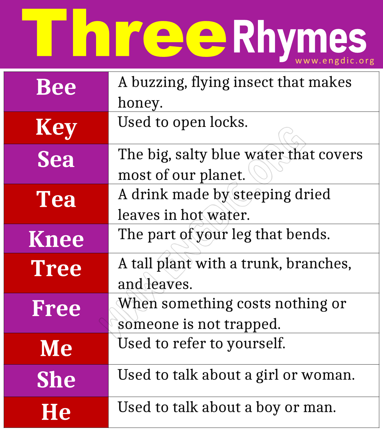 Three Rhyme Words
