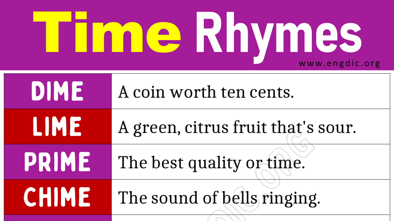 Time Rhyme Words Words that Rhyme with Time EngDic