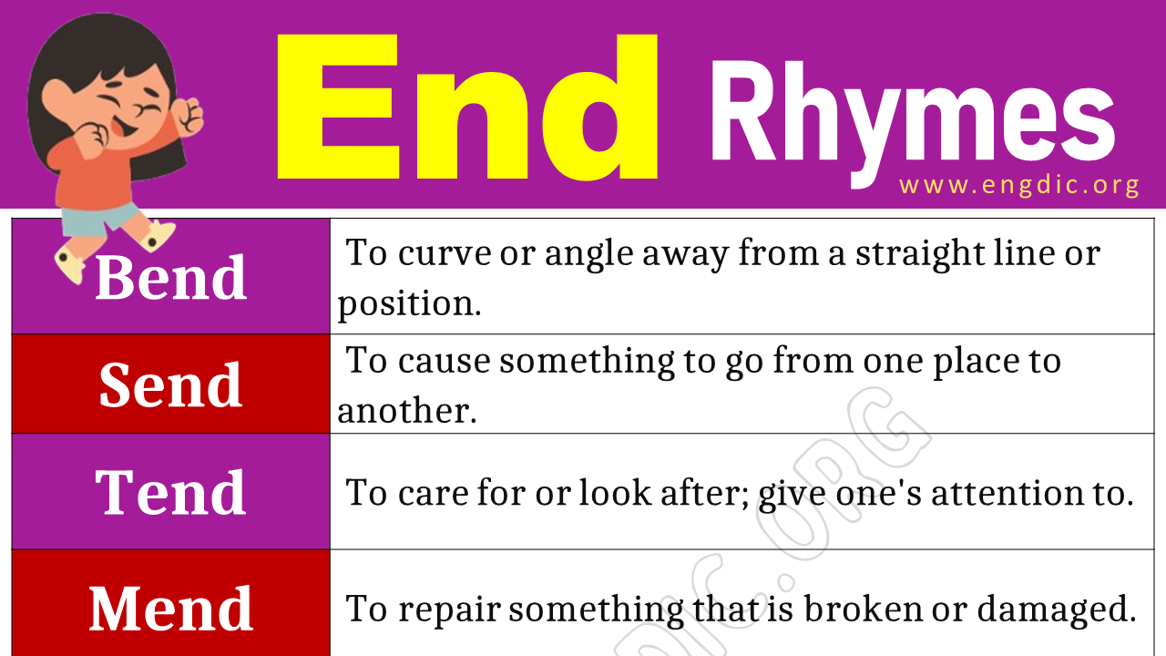 Words that Rhyme with End (End Rhyme Words) EngDic