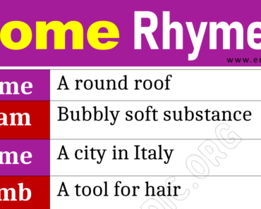 Words that Rhyme with Home (Home Rhyme Words)