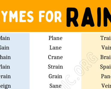 Words that Rhyme with Rain (Rhyme Words for Rain)