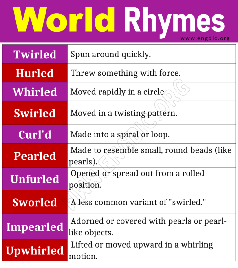 World Rhyme Words (Words that Rhyme with World) EngDic